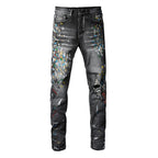 Amiri Jeans Graffiti Splash-Ink Hole Stretch Slim Fit #1303