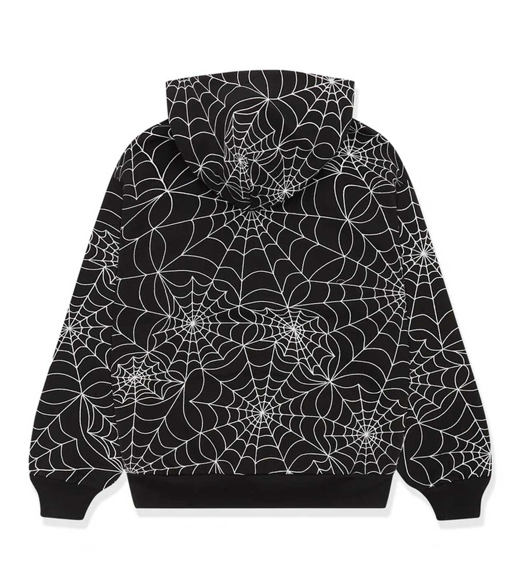 Sp5der Embroidered AOP Hoodie Black