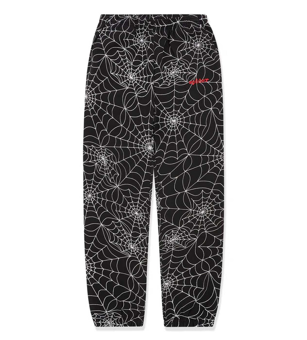 Sp5der Embroidered AOP Sweatpants Black